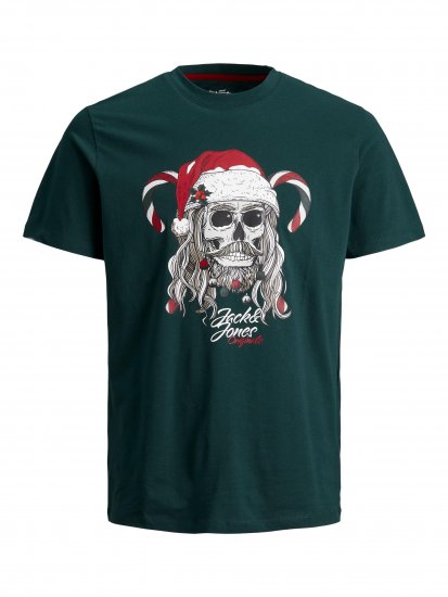 Jack & Jones JORFESTIVE Xmas Skull T-shirt Green - Tričká - Nadrozmerné tričká - 2XL-14XL