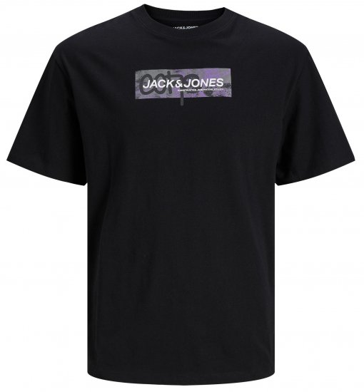 Jack & Jones JCOAOP PRINT T-Shirt Black - Tričká - Nadrozmerné tričká - 2XL-14XL