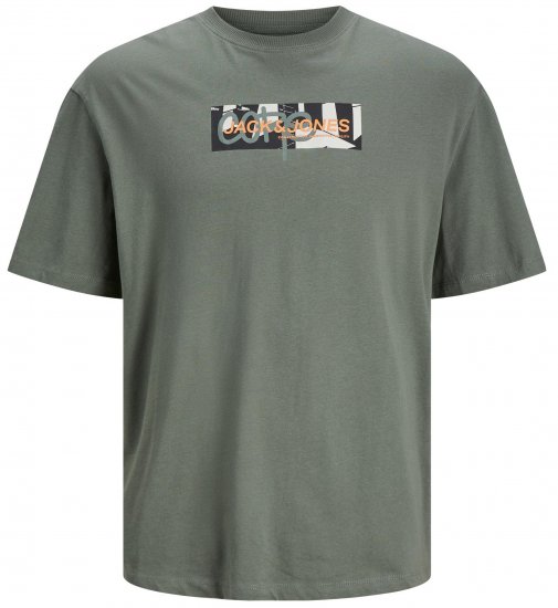 Jack & Jones JCOAOP PRINT T-Shirt Agave Green - Tričká - Nadrozmerné tričká - 2XL-14XL
