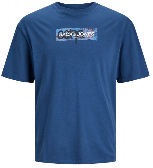 Jack & Jones JCOAOP PRINT T-Shirt Ensign Blue - Tričká - Nadrozmerné tričká - 2XL-14XL
