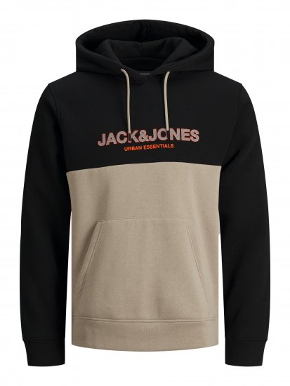Jack & Jones JJEURBAN BLOCKING SWEAT Beige - Mikiny & mikiny bez kapucne - Mikiny & Mikiny s Kapucňou 2XL-12XL