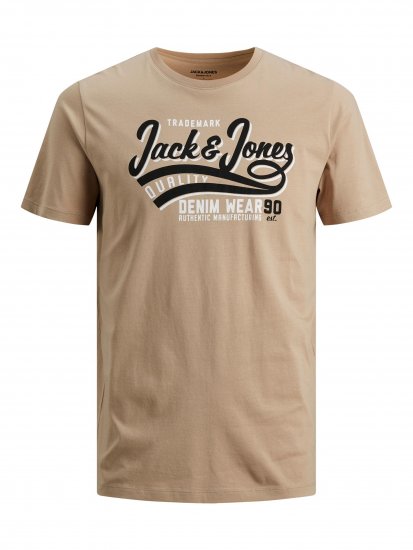Jack & Jones JJELOGO TEE Beige - Tričká - Nadrozmerné tričká - 2XL-14XL