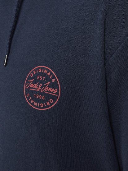 Jack & Jones JJESHARK SWEAT Hoodie Navy - Mikiny & mikiny bez kapucne - Mikiny & Mikiny s Kapucňou 2XL-12XL
