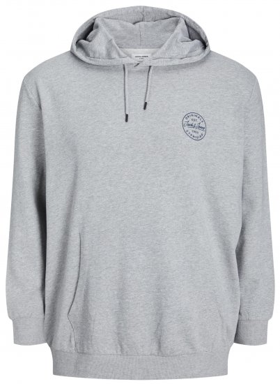 Jack & Jones JJESHARK SWEAT Hoodie Light Grey - Mikiny & mikiny bez kapucne - Mikiny & Mikiny s Kapucňou 2XL-12XL