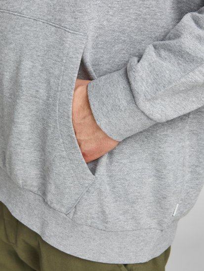 Jack & Jones JJESHARK SWEAT Hoodie Light Grey - Mikiny & mikiny bez kapucne - Mikiny & Mikiny s Kapucňou 2XL-12XL