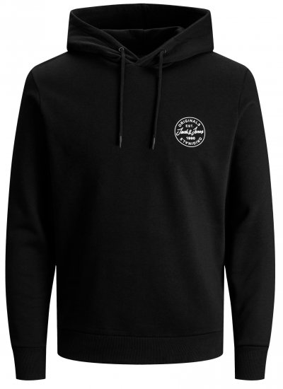 Jack & Jones JJESHARK SWEAT Hoodie Black - Mikiny & mikiny bez kapucne - Mikiny & Mikiny s Kapucňou 2XL-12XL