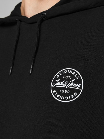 Jack & Jones JJESHARK SWEAT Hoodie Black - Mikiny & mikiny bez kapucne - Mikiny & Mikiny s Kapucňou 2XL-12XL