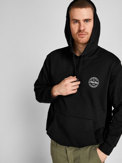 Jack & Jones JJESHARK SWEAT Hoodie Black - Mikiny & mikiny bez kapucne - Mikiny & Mikiny s Kapucňou 2XL-12XL