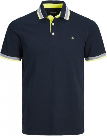 Jack & Jones PAULOS Short Sleeve Polo Navy Blazer/NEON - Polokošele - Polokošele 2XL-8XL