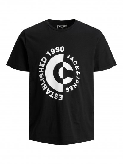 Jack & Jones JCOSPRING T-Shirt Black - Tričká - Nadrozmerné tričká - 2XL-14XL