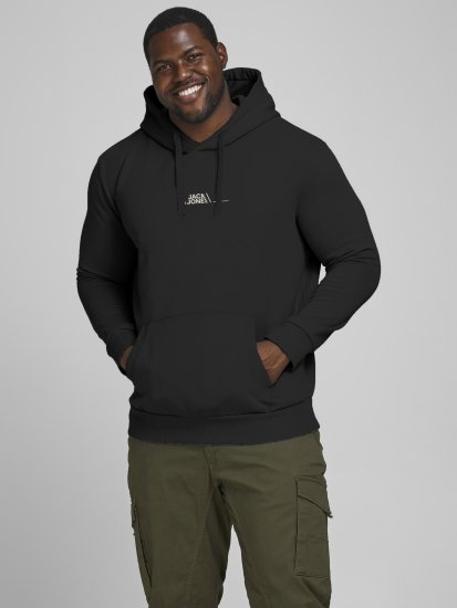 Jack & Jones JPRBLABOOSTER SWEAT Black - Mikiny & mikiny bez kapucne - Mikiny & Mikiny s Kapucňou 2XL-12XL