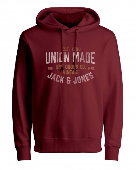 Jack & Jones JPRBLUBOOSTER SWEAT Hoodie Red - Mikiny & mikiny bez kapucne - Mikiny & Mikiny s Kapucňou 2XL-12XL