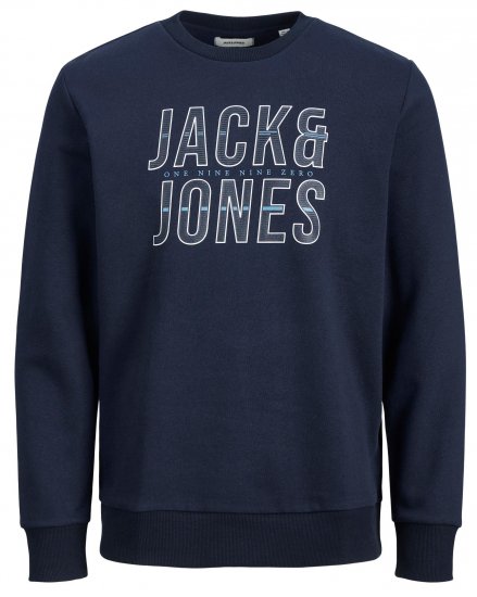 Jack & Jones JJXILO Sweat Navy - Mikiny & mikiny bez kapucne - Mikiny & Mikiny s Kapucňou 2XL-12XL