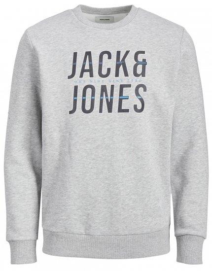 Jack & Jones JJXILO Sweat Light Grey - Mikiny & mikiny bez kapucne - Mikiny & Mikiny s Kapucňou 2XL-12XL
