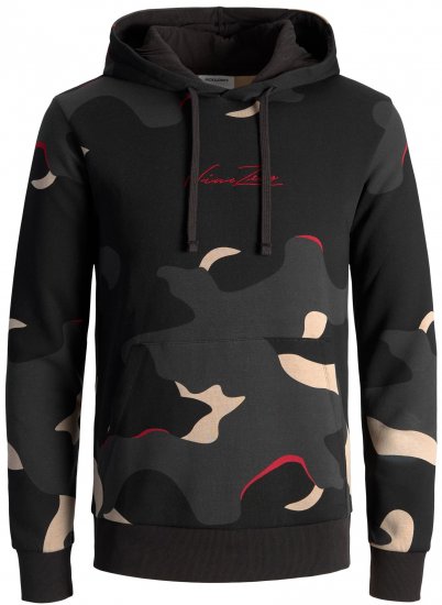 Jack & Jones JJCRAMP Hoodie Black - Mikiny & mikiny bez kapucne - Mikiny & Mikiny s Kapucňou 2XL-12XL