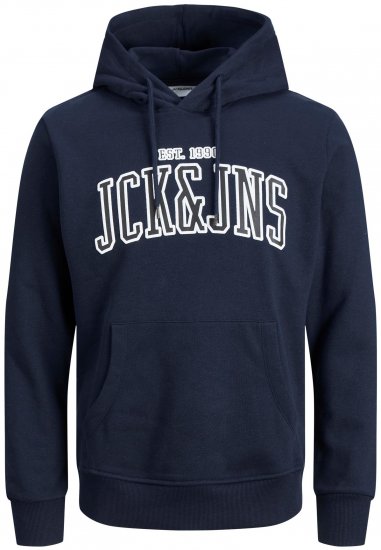 Jack & Jones JJCEMB Hoodie Navy - Mikiny & mikiny bez kapucne - Mikiny & Mikiny s Kapucňou 2XL-12XL