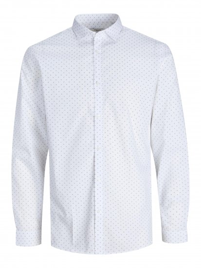Jack & Jones JPRBLACARDIFF Print Shirt LS White - Košele - Košele 2XL-10XL