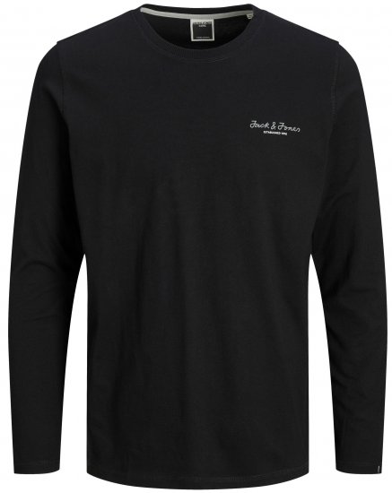 Jack & Jones JCOBERG Long sleeve T-shirt Black - Tričká - Nadrozmerné tričká - 2XL-14XL