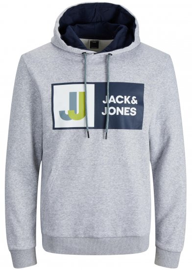 Jack & Jones JCOLOGAN Hoodie Grey - Mikiny & mikiny bez kapucne - Mikiny & Mikiny s Kapucňou 2XL-12XL