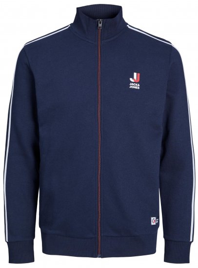 Jack & Jones JCOLOGAN ZIP Sweater Navy - Mikiny & mikiny bez kapucne - Mikiny & Mikiny s Kapucňou 2XL-12XL