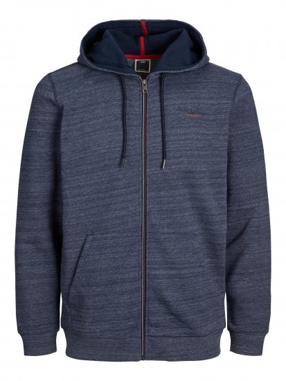 Jack & Jones JCOBERG SWEAT ZIP Hoodie Navy - Mikiny & mikiny bez kapucne - Mikiny & Mikiny s Kapucňou 2XL-12XL