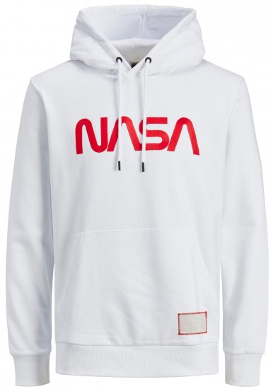 Jack & Jones JCONASA LOGO Hoodie White - Mikiny & mikiny bez kapucne - Mikiny & Mikiny s Kapucňou 2XL-12XL