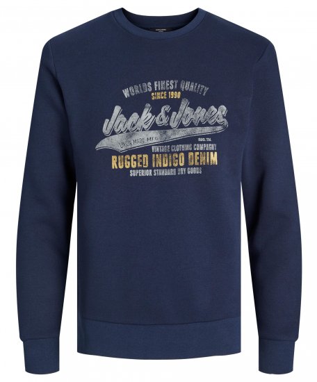 Jack & Jones JPRBLUBILLY Sweatshirt Navy - Mikiny & mikiny bez kapucne - Mikiny & Mikiny s Kapucňou 2XL-12XL