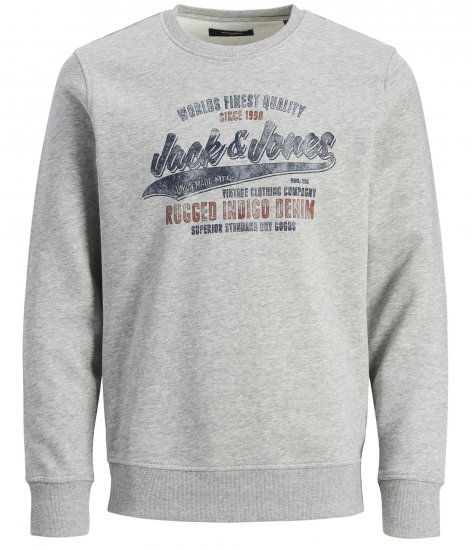 Jack & Jones JPRBLUBILLY Sweatshirt Grey - Mikiny & mikiny bez kapucne - Mikiny & Mikiny s Kapucňou 2XL-12XL