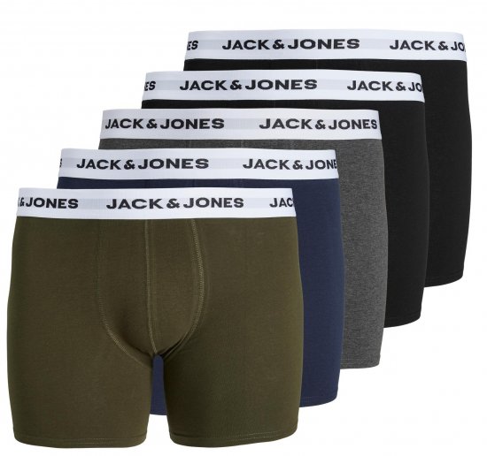 Jack & Jones BASIC White WB Trunks 5-Pack Green - Spodná bielizeň - Spodné Prádlo 2XL-8XL