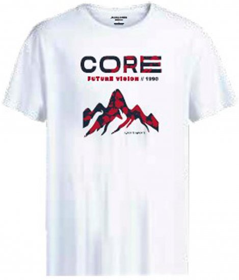 Jack & Jones JCOBOOSTER T-Shirt White - Tričká - Nadrozmerné tričká - 2XL-14XL