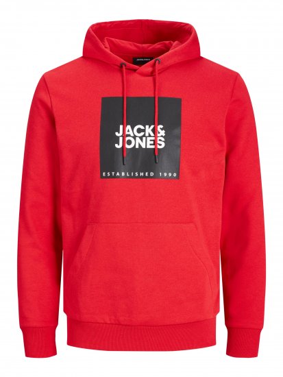 Jack & Jones JJLOCK SWEAT HOOD Red - Mikiny & mikiny bez kapucne - Mikiny & Mikiny s Kapucňou 2XL-12XL