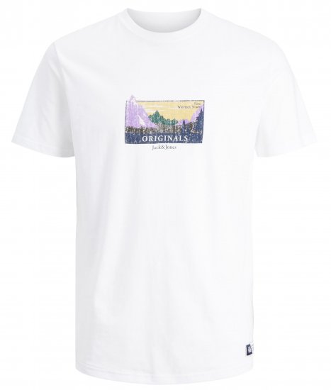 Jack & Jones JORWOODLANDGRAPHIC T-Shirt White - Tričká - Nadrozmerné tričká - 2XL-14XL