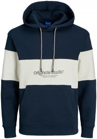 Jack & Jones JORLAKEWOOD SWEAT HOODIE Blocking Sky Captain - Mikiny & mikiny bez kapucne - Mikiny & Mikiny s Kapucňou 2XL-12XL