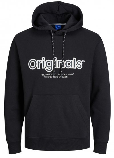 Jack & Jones JORLAKEWOOD Hoodie Black - Mikiny & mikiny bez kapucne - Mikiny & Mikiny s Kapucňou 2XL-12XL