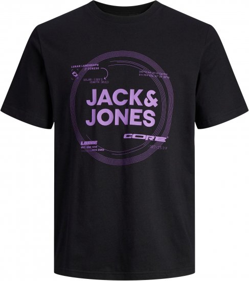 Jack & Jones JCOPILOU TEE SS CREW NECK Black - Tričká - Nadrozmerné tričká - 2XL-14XL