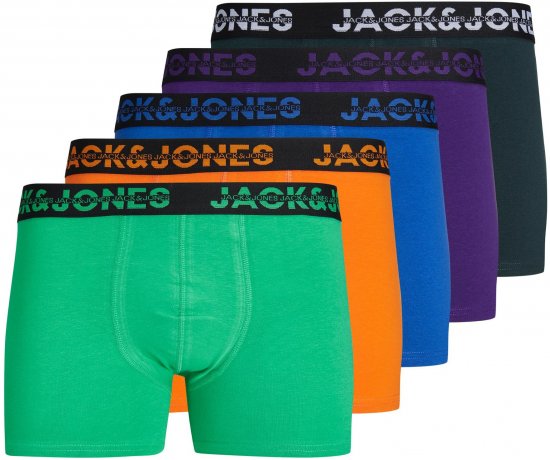 Jack & Jones JACDALLAS LOGO TRUNKS 5 PACK Holly Green - Spodná bielizeň - Spodné Prádlo 2XL-8XL