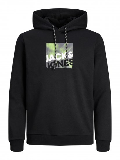 Jack & Jones JCOLOGAN SWEAT HOODIE Black - Mikiny & mikiny bez kapucne - Mikiny & Mikiny s Kapucňou 2XL-12XL