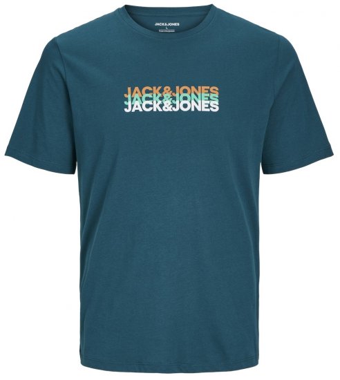 Jack & Jones JJCYBER T-Shirt Deep Teal - Tričká - Nadrozmerné tričká - 2XL-14XL