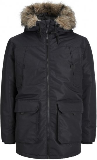 Jack & Jones CONSTRUCT Windproof Fur Parka Black - Bundy - Bundy Nadmerné Veľkosti 2XL-8XL