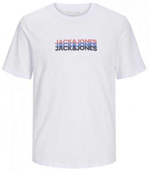 Jack & Jones JJCYBER T-Shirt White - Tričká - Nadrozmerné tričká - 2XL-14XL