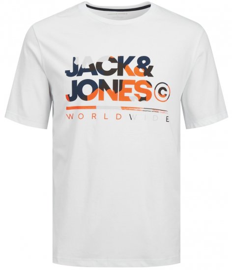 Jack & Jones JJLUKE T-Shirt White - Tričká - Nadrozmerné tričká - 2XL-14XL