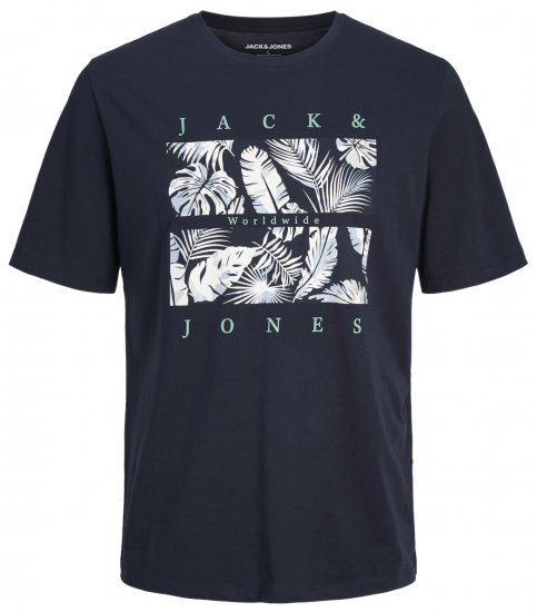 Jack & Jones JJFLOOR T-Shirt Navy Blazer - Tričká - Nadrozmerné tričká - 2XL-14XL