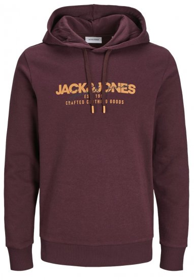 Jack & Jones JJALVIS Hoodie Vineyard Wine - Mikiny & mikiny bez kapucne - Mikiny & Mikiny s Kapucňou 2XL-12XL