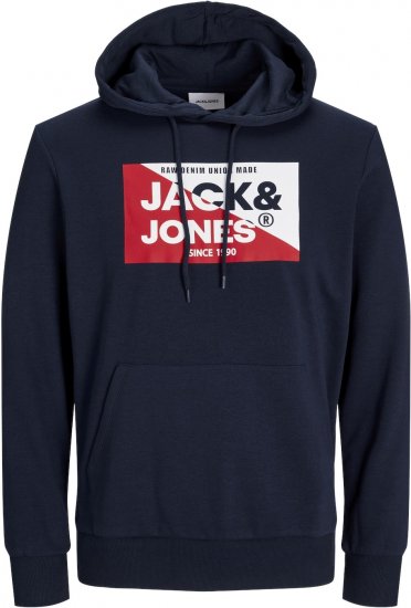 Jack & Jones JJNOLAN Hoodie Navy Blazer - Mikiny & mikiny bez kapucne - Mikiny & Mikiny s Kapucňou 2XL-12XL