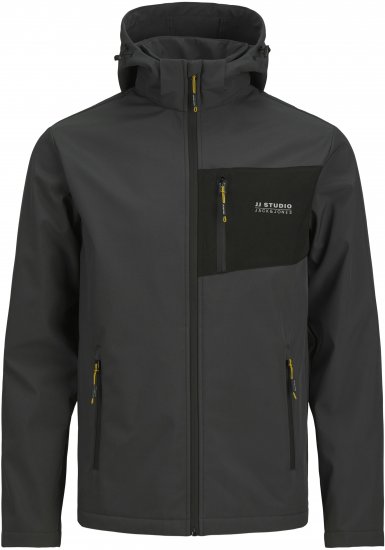 Jack & Jones JJTAYLOR Softshell Jacket Dark Grey - Bundy - Bundy Nadmerné Veľkosti 2XL-8XL