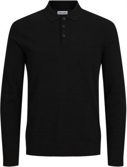 Jack & Jones FRED Long Sleeve Polo Black - Polokošele - Polokošele 2XL-8XL