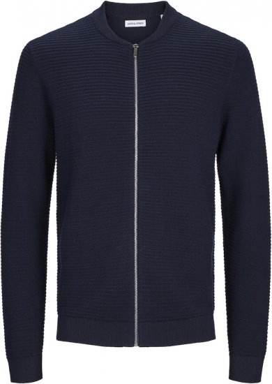 Jack & Jones OTTO Knitted Sweater with Zipper Navy - Mikiny & mikiny bez kapucne - Mikiny & Mikiny s Kapucňou 2XL-12XL