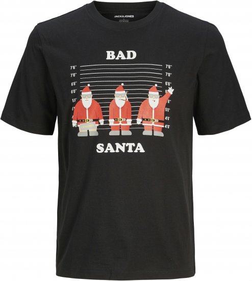 Jack & Jones XMAS Funny Bad Santa T-Shirt Black - Tričká - Nadrozmerné tričká - 2XL-14XL