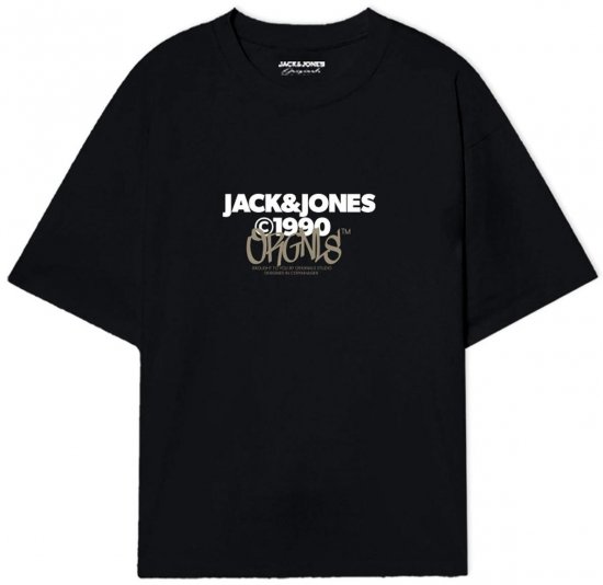 Jack & Jones JORBUSHWICK T-Shirt Black - Tričká - Nadrozmerné tričká - 2XL-14XL