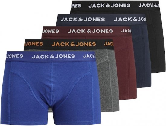 Jack & Jones EVERYDAY Trunks 5 Pack Black - Spodná bielizeň - Spodné Prádlo 2XL-8XL